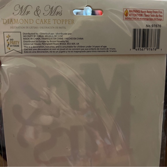 Diamond Glitter Mr & Mrs Cake Topper, Rose Gold, 6-1/2-Inch (Rose Gold) - Picture 5 of 7